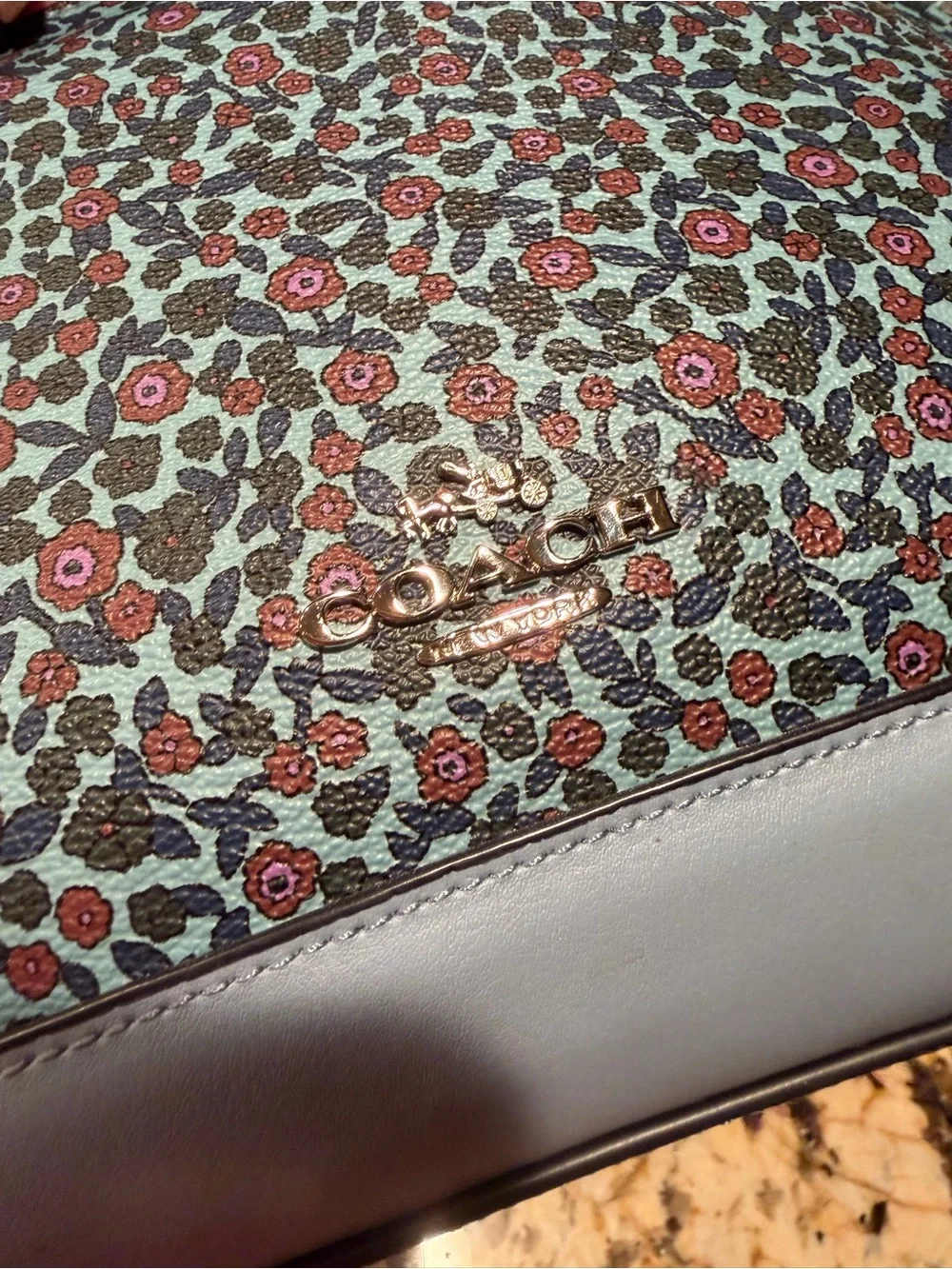 Coach NWOT Sierra Floral Dome Satchel Crossbody Handbag - Light Blue and Pink